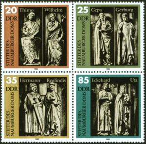 Se-tenant, Founding Figures Of The Naumburg Cathedral, Germany, Democratic Republic,  