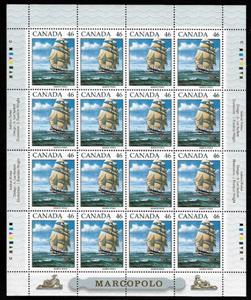 Full Pane, "Marco Polo" (emigrant ship), 1851, Canada,  , Lighthouses, Philatelic Exhibitions, Sailing, Sailing Ships