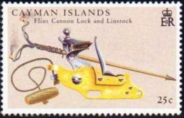 Flint cannon lock and linstock