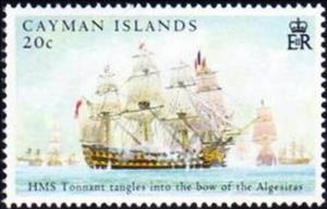 Stamp, HMS Tonnant at Algesiras, Cayman Islands,  