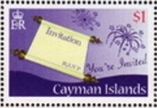 Stamp, Invitation and fireworks, Cayman Islands,  