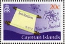 Stamp, Invitation and fireworks, Cayman Islands,  , Firework, Greetings