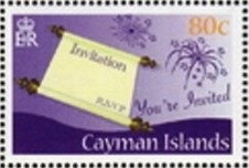 Stamp, Invitation and fireworks, Cayman Islands,  