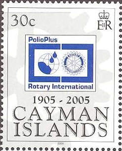 Stamp, Polio Plus and Rotary emblem, Cayman Islands,  