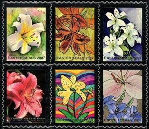 Se-tenant, Easter Seals 2007, Cinderellas,  , Charity, Children, Disabled, Easter, Flowers, Plants (Flora)