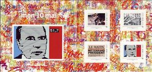Souvenir Sheet, Francois Mitterrand, France,  , Anniversaries and Jubilees, Elections, Heads of State, Political parties, Politicians, Politics