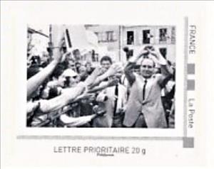 Stamp, Francois Mitterrand with crowd, France,  , Anniversaries and Jubilees, Elections, Heads of State, Political parties, Politicians, Politics