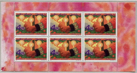 Booklet Pane, Tree of Life, Greenland,  , Christmas, Dance, Hands, Lamps and Candles, Peace Doves