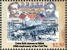 Stamp, Battle of Shiloh (1862), Grenadines of St. Vincent, Bequia,  , Animals (Fauna), Battle, Horses, Military Forces