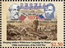 Stamp, Battle of the Wilderness (1864), Grenadines of St. Vincent, Bequia,  , Animals (Fauna), Battle, Horses, Military Forces