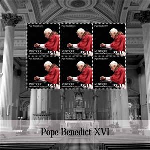 Mini Sheet, Pope Benedict XVI, Grenadines of St. Vincent, Mustique,  , Clergy, Famous People, Heads of State, Men, Popes, Religion