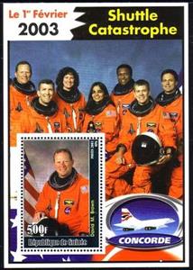 Souvenir Sheet, Shuttle Catastrophe, Guinea,  , Astronauts, Aviation, Disasters