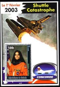 Souvenir Sheet, Shuttle Catastrophe, Guinea,  , Astronauts, Aviation, Disasters
