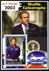 Souvenir Sheet, Shuttle Catastrophe, Guinea,  , Astronauts, Aviation, Disasters