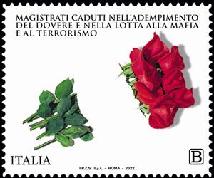 Stamp, Magistrates Murdered by Mafia, Italy,  , Flowers