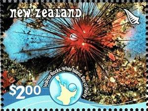 Stamp, Red Sea Urchin, Volkner Rocks - Best of 2008, New Zealand,  , Sea Life