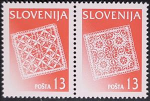 Se-tenant, Square enclosing diamonds containing flowers, Slovenia,  , Crafts