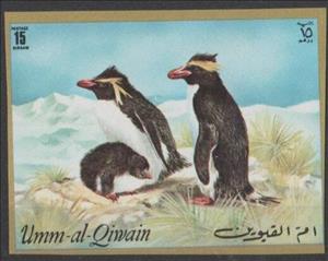 Stamp, Macaroni Penguin (Eudyptes chrysolophus), Umm al-Qiwain,  , Animals (Fauna), Birds, Penguins