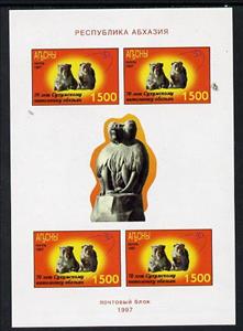 Mini Sheet, Two monkeys, the first satellite, Abkhazia,  , Animals (Fauna)