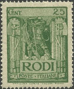 Stamp, Views- Christian knight, Aegean Islands,  , Moon, Stars, Weapons