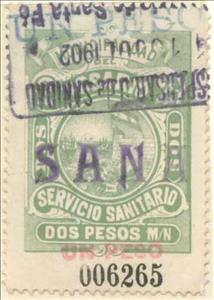 Stamp, Servicio Sanitario - Municipal coat of arms, Argentina,  , Coats of Arms, Flags, Sailing Ships, Ships, Sun