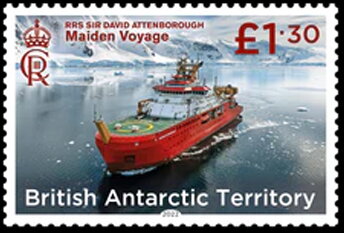 Stamp, Maiden Voyage of RRS Sir David Attenborough, British Antarctic Territory (BAT),  , Ships