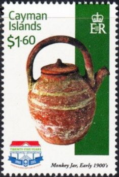 Stamp, DMonkey jar, early 1900s, Cayman Islands,  