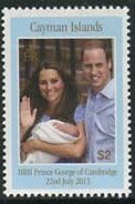 Stamp, Dule and Duchess of Cambridge with Prince George, Cayman Islands,  , Famous People, Princes, Princesses, Royalty