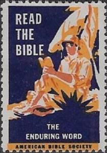 Stamp, Read the bible the enduring word, Cinderellas,  , Army, Books, Christian, Religion, Second World War