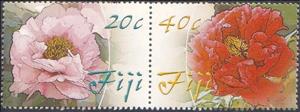 Se-tenant, Pink aand Red Peony, Fiji,  , Flowers, Plants (Flora)