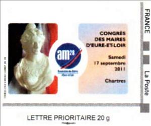 Stamp, AM28 Congress Maires Eure-et-Loir, France,  , Conferences, Politicians, Statues