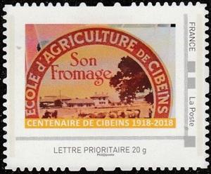 Stamp, Cibeins Agriculture School Cheese Centenary 1918 2018, France,  , Agriculture, Anniversaries and Jubilees, Food