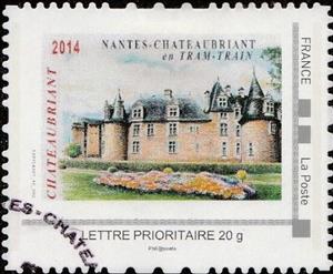 Stamp, Nantes Chateaubriant Tram Train Chateaubriant, France,  , Castles, Railways, Trams