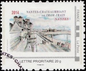 Stamp, Nantes Chateaubriant Tram Train Nantes, France,  , Railways, Trams