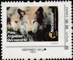 Stamp, Nocturnia Parc Argonne Decouverte, France,  , Animals (Fauna), National Parks, Parks, Wolves