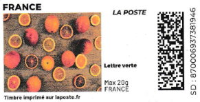 Stamp, Seville Oranges. Resdesign, France,  , Food, Fruits