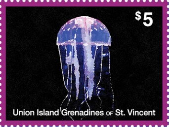 Stamp, Fellyfish, Grenadines of St. Vincent, Union Island,  , Animals (Fauna), Jellyfish, Sea Life
