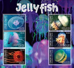 Mini Sheet, Jellyfish, Grenadines of St. Vincent, Union Island,  , Animals (Fauna), Jellyfish, Sea Life
