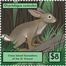 Stamp, Oryctolagus cuniculus, Grenadines of St. Vincent, Union Island,  , Animals (Fauna), Mammals, Rabbits