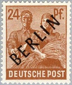 Stamp, Bricklayer and farmer lady, Berlin,  , Agriculture, Professions, Crafts