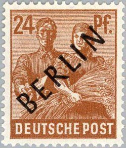 Stamp, Bricklayer and farmer lady, Berlin,  , Agriculture, Professions, Crafts