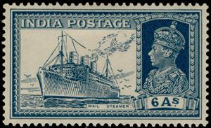 Stamp, "Strathnaver" (liner), India,  , Crowns and Coronets, Famous People, Heads of State, Kings, Men, Passenger-ships, Royalty, Ships
