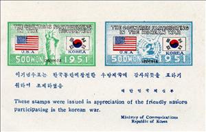 Souvenir Sheet, U.S.A. & Korean Flags, Korea, South,  , Flags