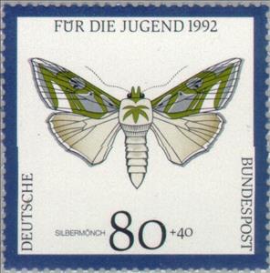 Stamp, Green Silver-spangled Shark (Cucullia argentea), Germany, Federal Republic,  , Insects, Butterflies, Animals (Fauna)