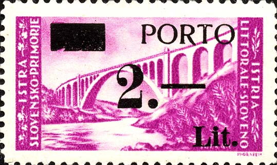 Landscape Stamp Overprint "PORTO" and new value