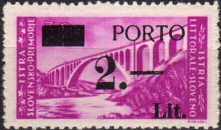 Landscape Stamp Overprint "PORTO" and new value