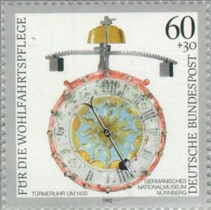 Stamp, Clocks, Germany, Federal Republic,  , Measuring Instruments, Clocks