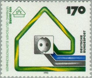 Stamp, Association Electro-technicians, Germany, Federal Republic,  , Energy, Anniversaries and Jubilees