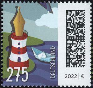 Stamp, Letter As Boat By Lighthouse, Germany, Federal Republic,  , Letters (Mail), Lighthouses, Mailboats, Stationery