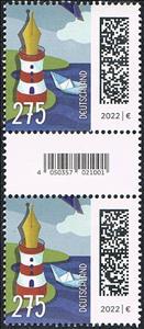 Gutter Pairs, Letter As Boat By Lighthouse, Germany, Federal Republic,  , Letters (Mail), Lighthouses, Mailboats, Stationery